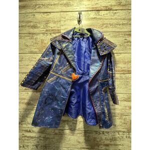 Disney Descendants Evie Inspired Blue Faux Leather Jacket Coat Kids Size 13